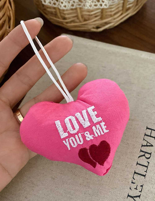 Sweet Floral Letter Embroidered Heart Bag Charm