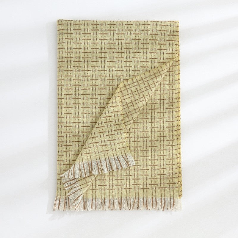 Striped Plaid Print Imitated Cashmere Shawl Scarf