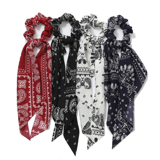 Satin Paisley Printed Hair Scarf Pony