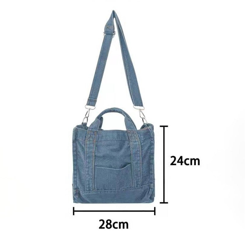 Detachable-Strap Denim Crossbody Bag