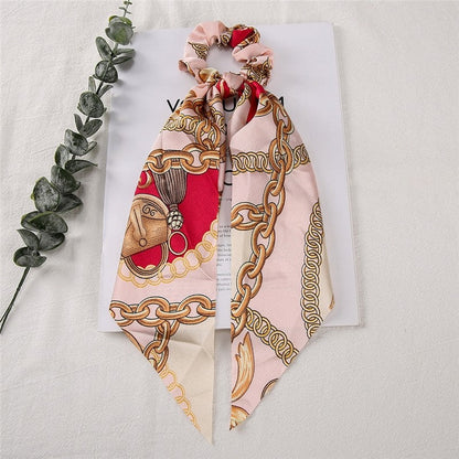 Vintage Chain Printed Hair Scarf Pony