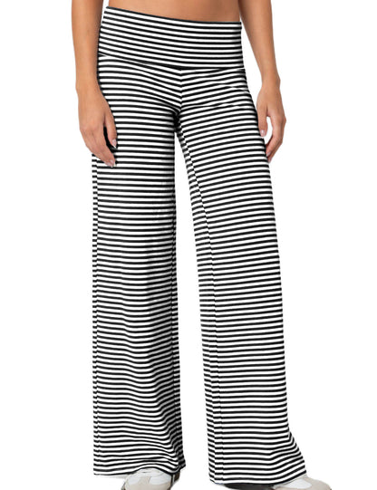 Striped Elastic Waist Sporty Casual Pants