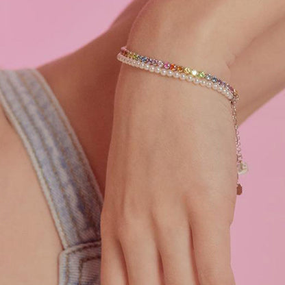 Colorful Cubic Zircon Strand Link Bracelet