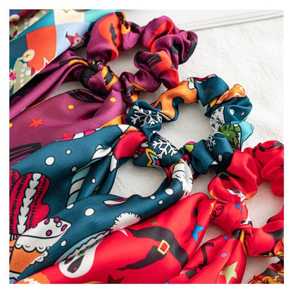 Halloween Printed Satin Scarf Scrunchies