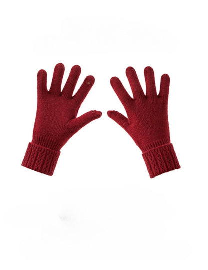 Solid Color Split Finger Simple Knit Glove