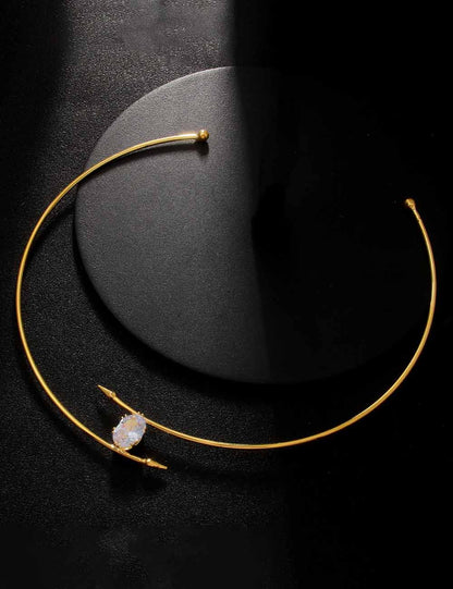 Minimalist  Oval Zircon Geometric Choker Necklace