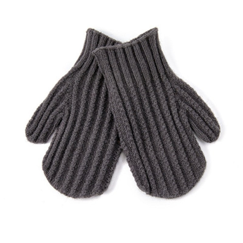 Cute Solid Color Ribbed Simple Knit Gloves