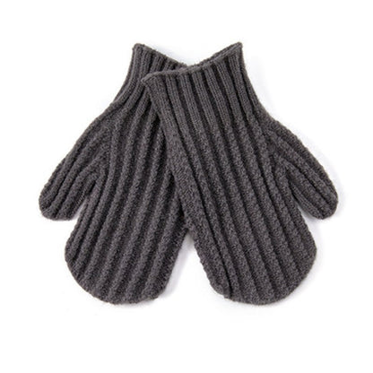Cute Solid Color Ribbed Simple Knit Gloves