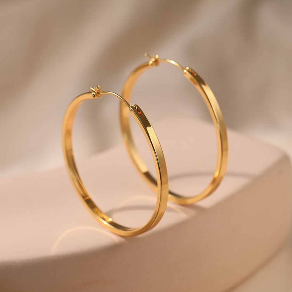 Gold Simple Punk Circle Hoop Earrings