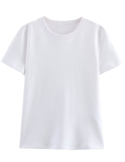 Simple Solid Color Round Neck T-Shirt
