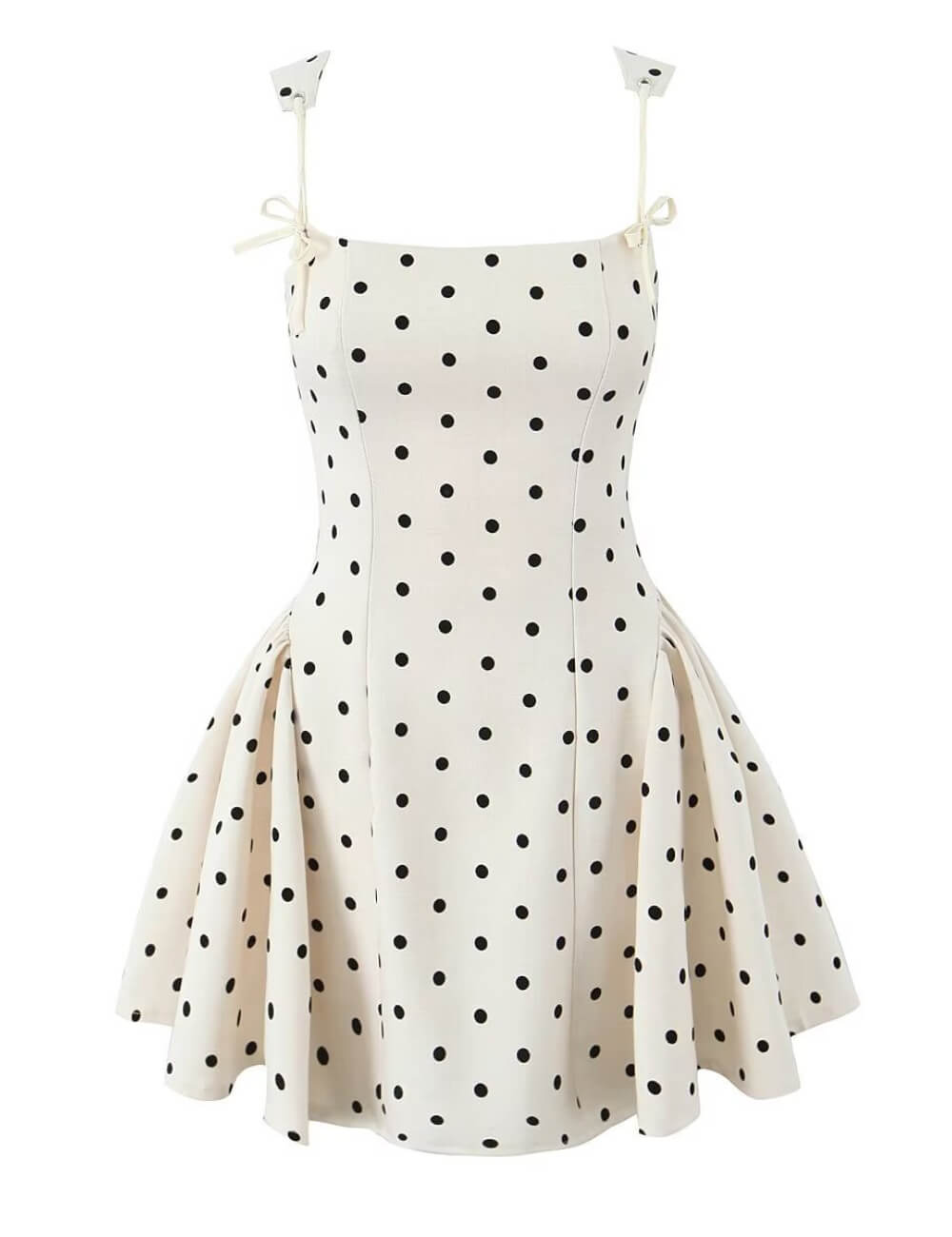 Trendy Polka Dot Tie Back Pleated Dress