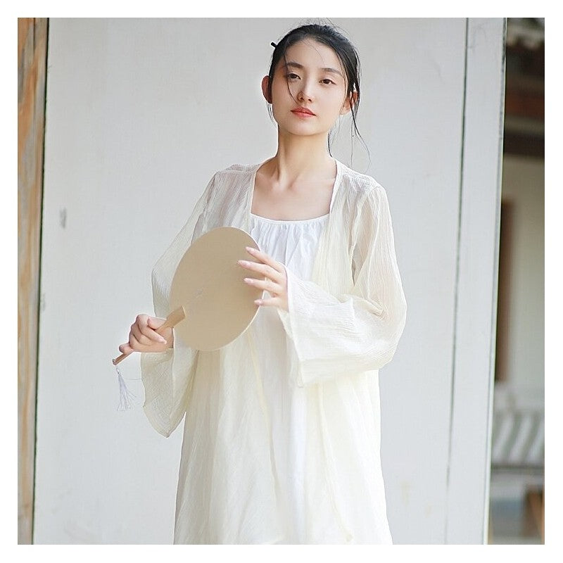 Solid Color Chiffon Long Sleeve Cardigan