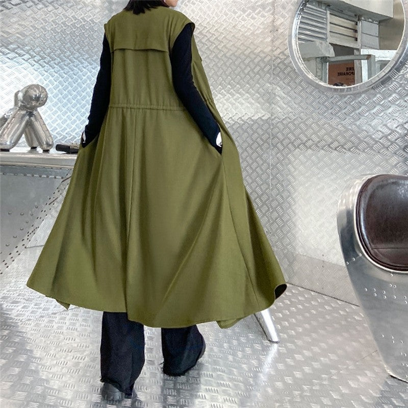 Solid Color Sleeveless Casual Loose Thin Long Vest