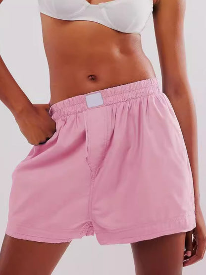 Solid Color Loose Pockets Shorts