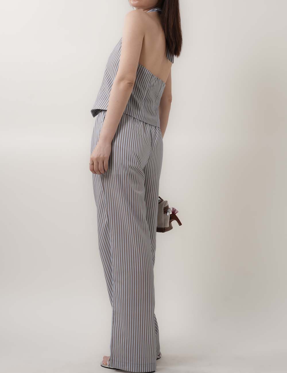 Striped Halter Vest Top Loose Pants Sets