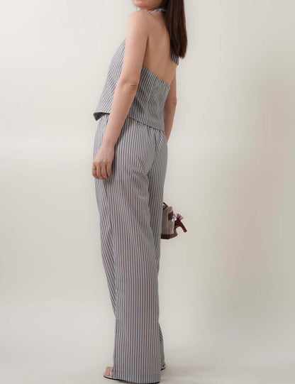 Striped Halter Vest Top Loose Pants Sets