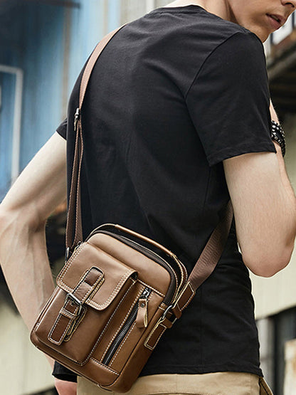 Solid Multi-layer Pocket Casual Crossbody Bag