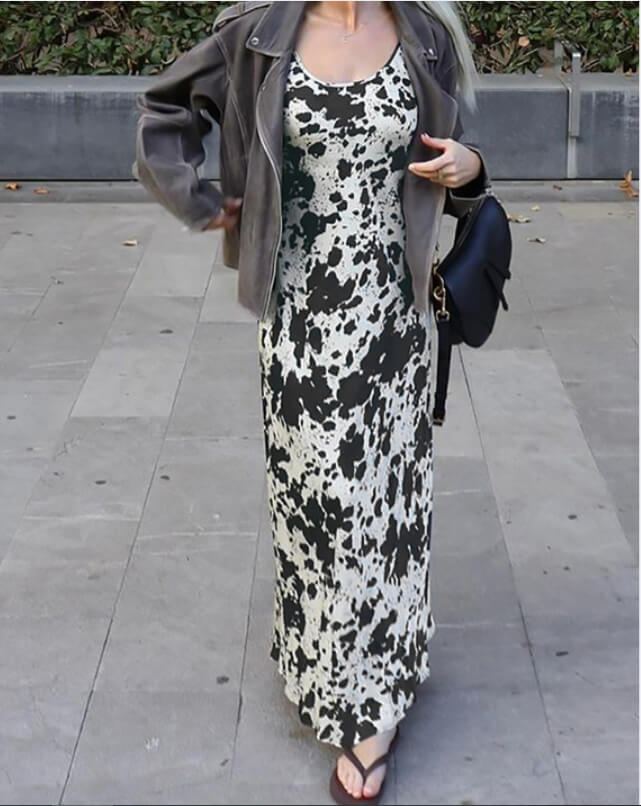 Sexy Spaghetti String Printed  A-Line Dress