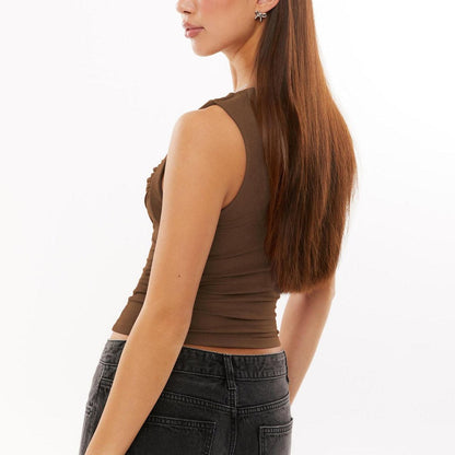 Low Neck Pleated Short Sexy Slim Tank Top