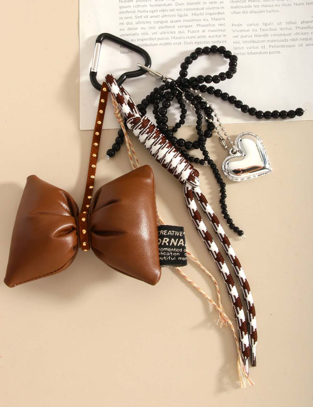 Sweet Bow Heart Braided Rope Bag Charm