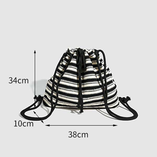 Striped Color Block Drawstring Backpack