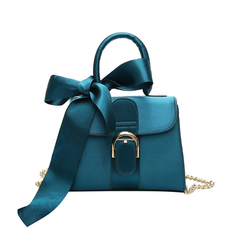 Velvet Bowknot Buckle Handbag