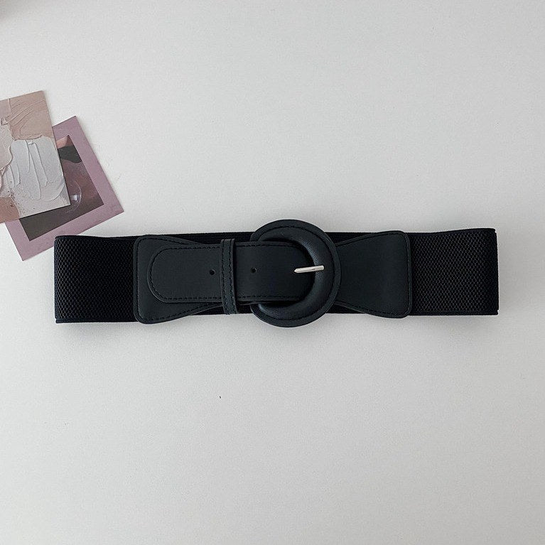 Vintage Black Stretchy Adjustable Wide Waist Belt