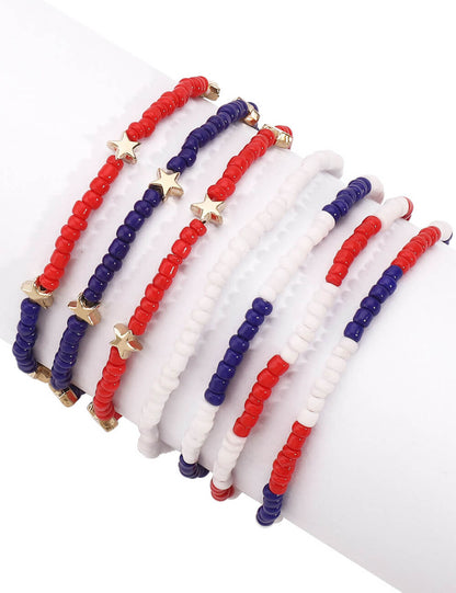 Simple Color Block Layered Beaded Bracelet