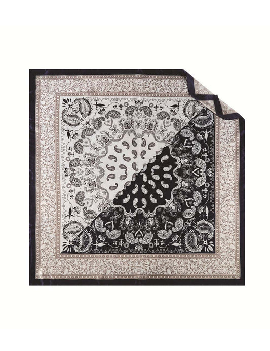 Vintage Colorblock Paisley Square Satin Scarf