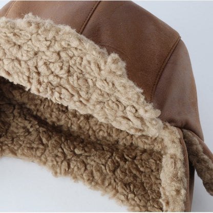 Vintage Distressed Leather Teddy Hat