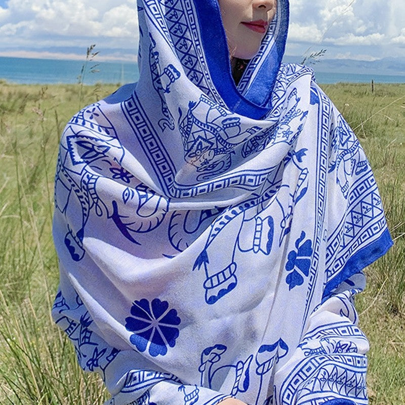 Ethnic Style Cotton And Linen Sun Protection Shawl Scarf