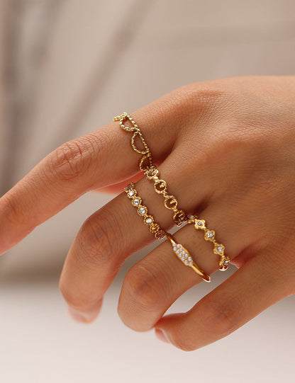 Rhinestone Hollow Out Open Trendy Adjustable Ring