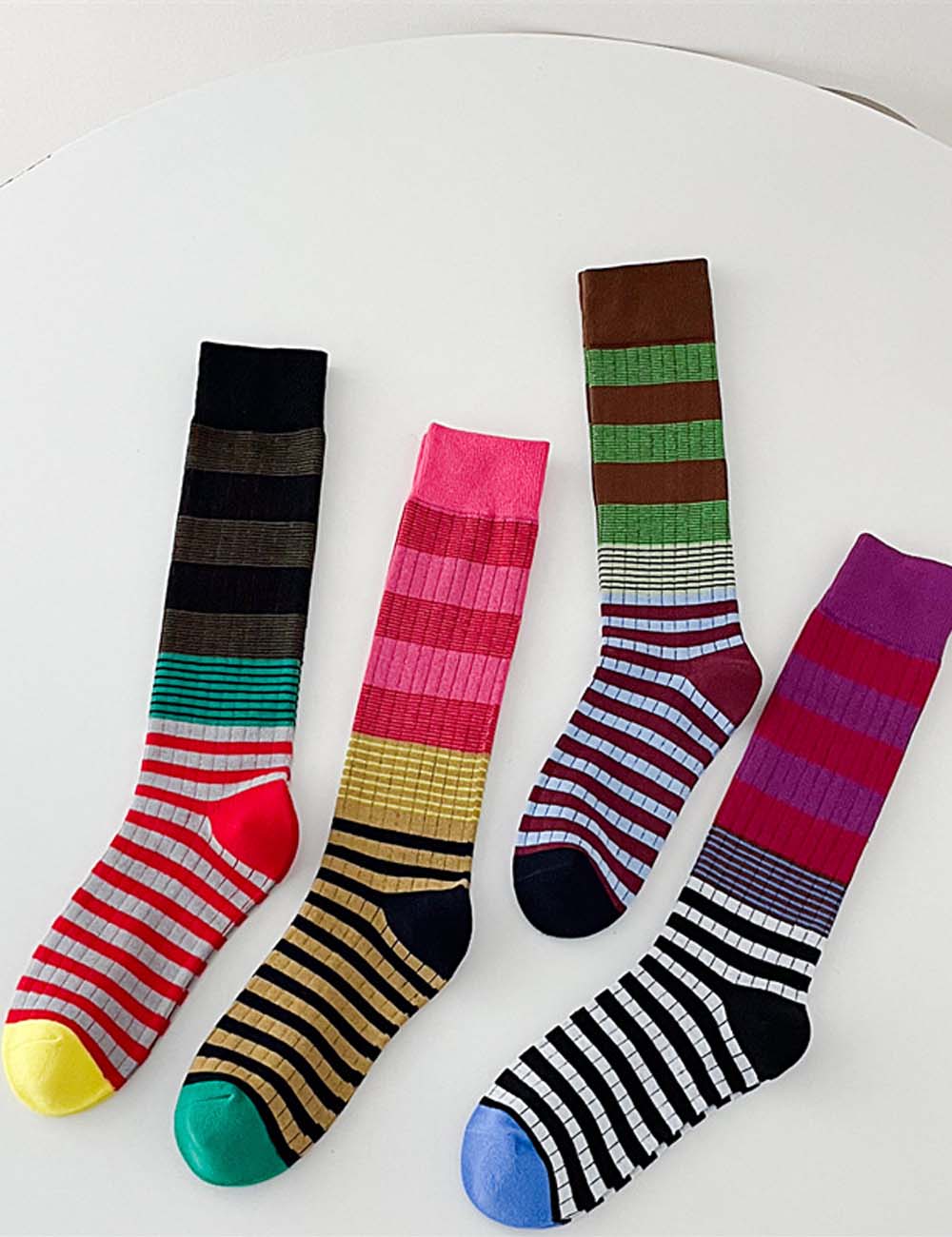 Color Block Striped Long Slouch Socks