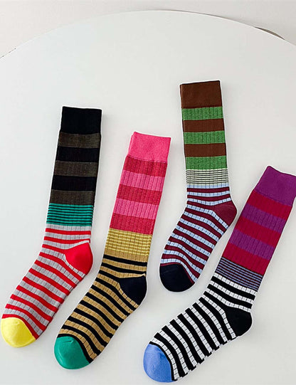 Color Block Striped Long Slouch Socks