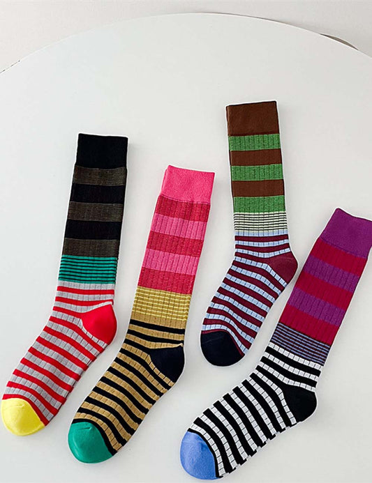 Color Block Striped Long Slouch Socks