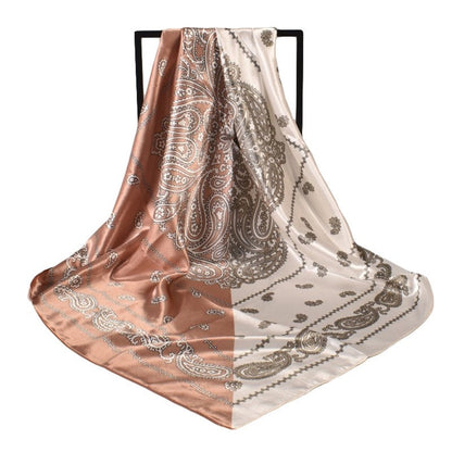 Paisley Print Satin Square Hair Scarf
