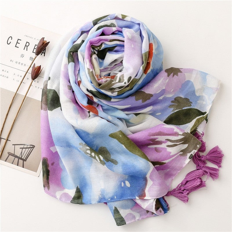 Colorful Cotton Linen Vacation Beach Scarf