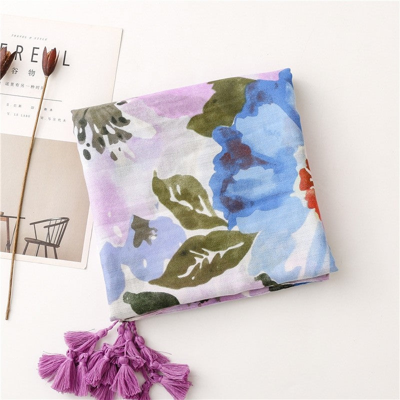 Colorful Cotton Linen Vacation Beach Scarf