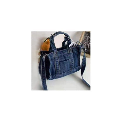Detachable-Strap Denim Crossbody Bag