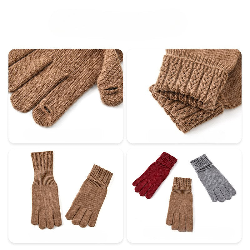 Solid Color Split Finger Simple Knit Glove
