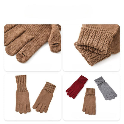 Solid Color Split Finger Simple Knit Glove
