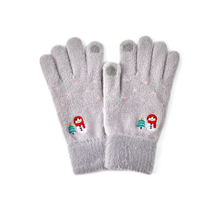 Cute Embroideries Padded Knit Gloves