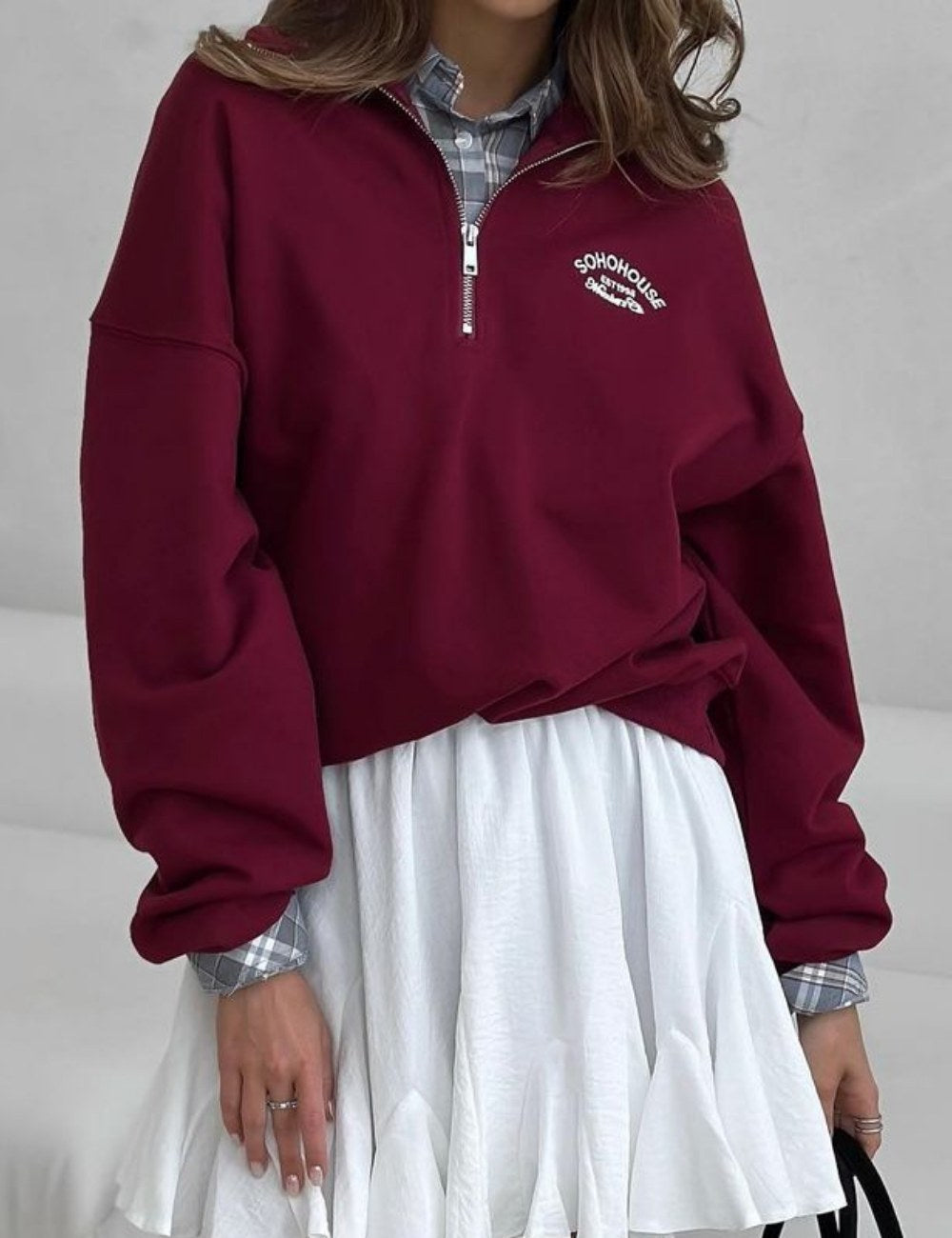 Vintage Letter Print Lapel Hoodie