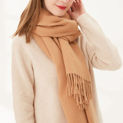 Solid Color Fringed Warm Scarf