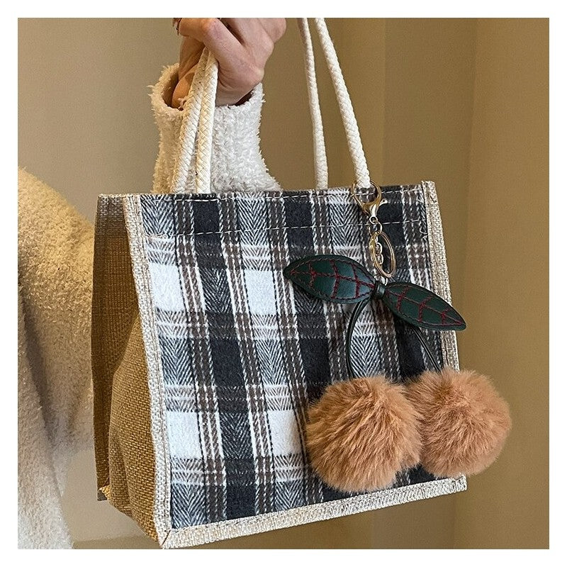 Large Capacity  Handbag With Pendant