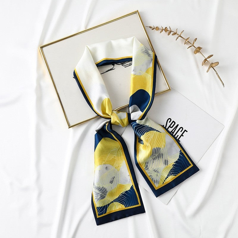 Printed Imitation Silk Long Tied Scarf