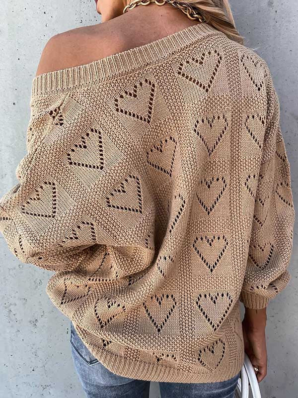 Hollow Loose Long Sleeves Sweater Tops