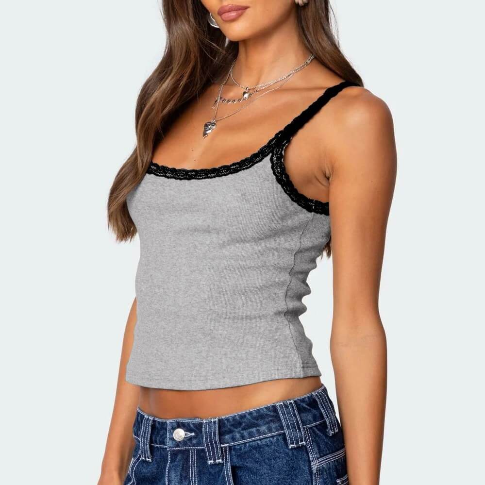 Lace Color Block Sexy Spaghetti Camis