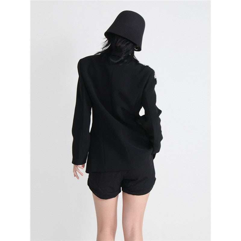 Long Sleeve Lapel Beaded Casual Loose Blazer Outerwear