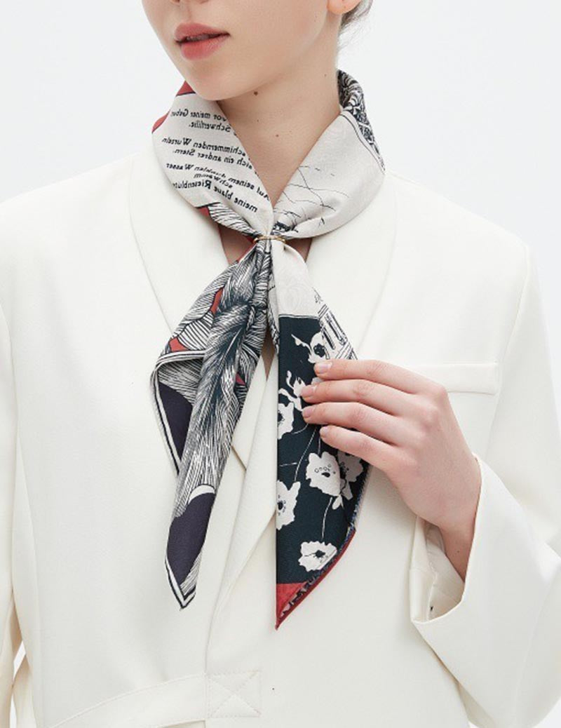 Vintage Floral Check Square Scarf